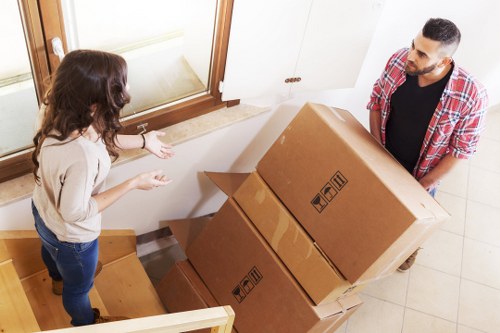 A new office workspace being arranged after office removals in Battersea
