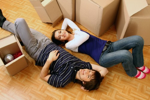 Packed household items prepared for a Battersea relocation